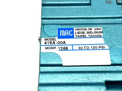 Used MAC Valves 416A-00A Parts (Hydraulics and Pneumatics) Michigan US | Maverick Industrial Sales #1461089