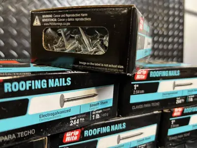 Grip Rite Roofing Nails 1 in Electrogalvanized Smooth Shank - 244 pcs/box (Lot of 6)