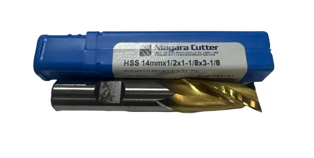 Niagara Cutter 14mm HSS End Mill 2 Flute Tin Coated