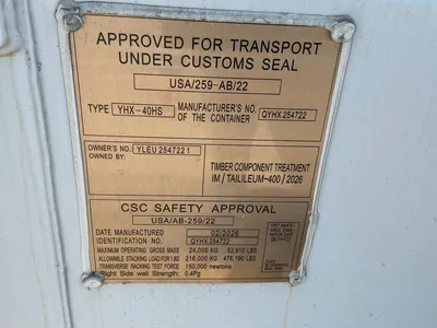 2026 40’L x 8’W x 9’ 6”T High Cube Shipping/Ground Container, swing doors on one end and four sets o...