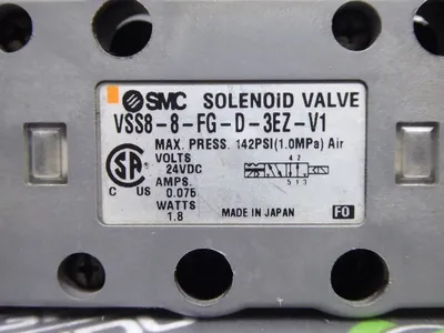 SMC VSS8-8-FG-D-3EZ-V1 Solenoid Valve 142PSI Used