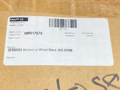 New | in-Stock Knapp Horizontal Wheel Bend 90D 83MM 25300002 Conveyor Parts Michigan US | Maverick Industrial Sales #1400046