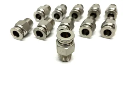 None | Stainless Steel Straight Snap-Connect Tube Fitting 6mm OD 1/8" Thread LOT OF 11 - New Other