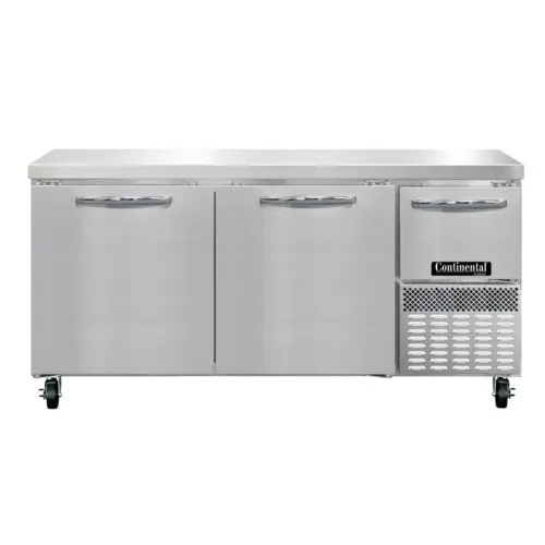 Continental FA68SN 68"W Worktop Freezer W/ (3) Sections & (3) Doors, 115v