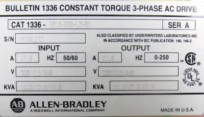 USED ALLEN BRADLEY 1336-B010-E0D-L3-91 AC DRIVE 1336B010E0DL391 SERIES A