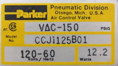 NEW PARKER CCJ1125B01 PNEUMATIC VALVE