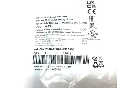 NEW MURRELEKTRONIK SINGLE ENDED CORDSET M8 FEMALE 0° A-COD.