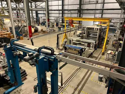 USED 2017 CHIN CHANG,  XALOY, ALLEN BRADLEY, ADVANTAGE (3) ROLL CHROME DOWNSTACK CALENDAR, EACH ROLL 20" DIAMETER X 55" WIDTH; H