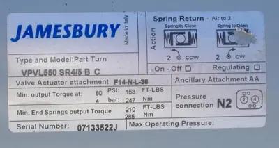 Jamesbury 4″ SS Actuated Ball Valves – NEW SURPLUS