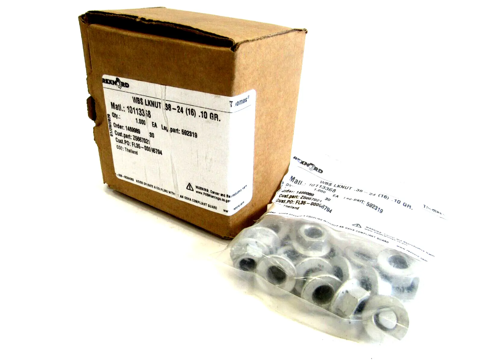 NEW 16 REXNORD 10113368 WBS LOCKNUT .38-24 592319