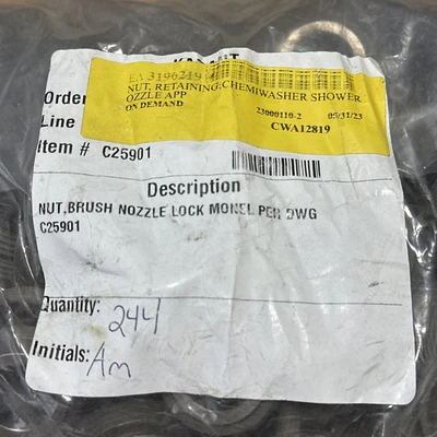 (244) NEW NEVER USED- Chemical Washer / Shower Application Retaining Lock Nut