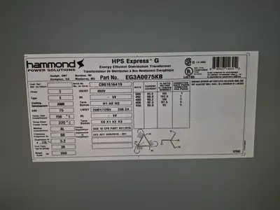 NEW HAMMOND POWER SOLUTIONS INC. EG3A0075KB