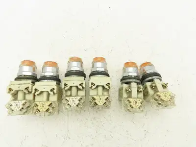 Square D 9001-KM1 Amber Guarded 30mm Push Button Switch Contactor Block Lot of 6