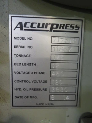 Used ACCURPRESS ADVANTAGE 717512 Press Brakes California US | Sterling Machinery Exchange #1465714