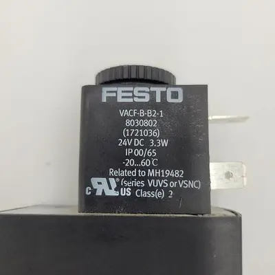 Used FESTO FESTO SOLENOID VALVE VUVS-L30-M52-MD-G38-F8 & COIL VACF-B-B2-1 Solenoid Valves | ND Industrial Surplus #1218674