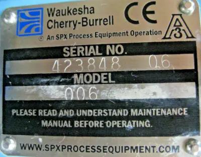 Used Waukesha Cherry-Burrell 006 Pumps New Hampshire US | Bitter End Trading #1466054