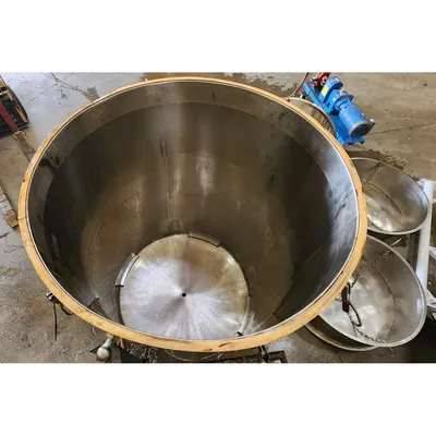 Used Stainless Steel Liquid Strainer Tank 395 Gallon Capacity w/ CIP spray ball
