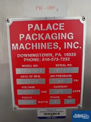 USED Palace Packaging Machines Palace Desiccant Inserter, Model OT-18-6/PF-5