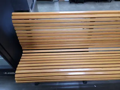 Used FalconRestaurantSupply Used Vintage Falcon Cast Iron and Oak Slat Bench - 1950's? Restaurant Front of House Furnishings Illinois US | Falcon Restaurant Supply #1376852