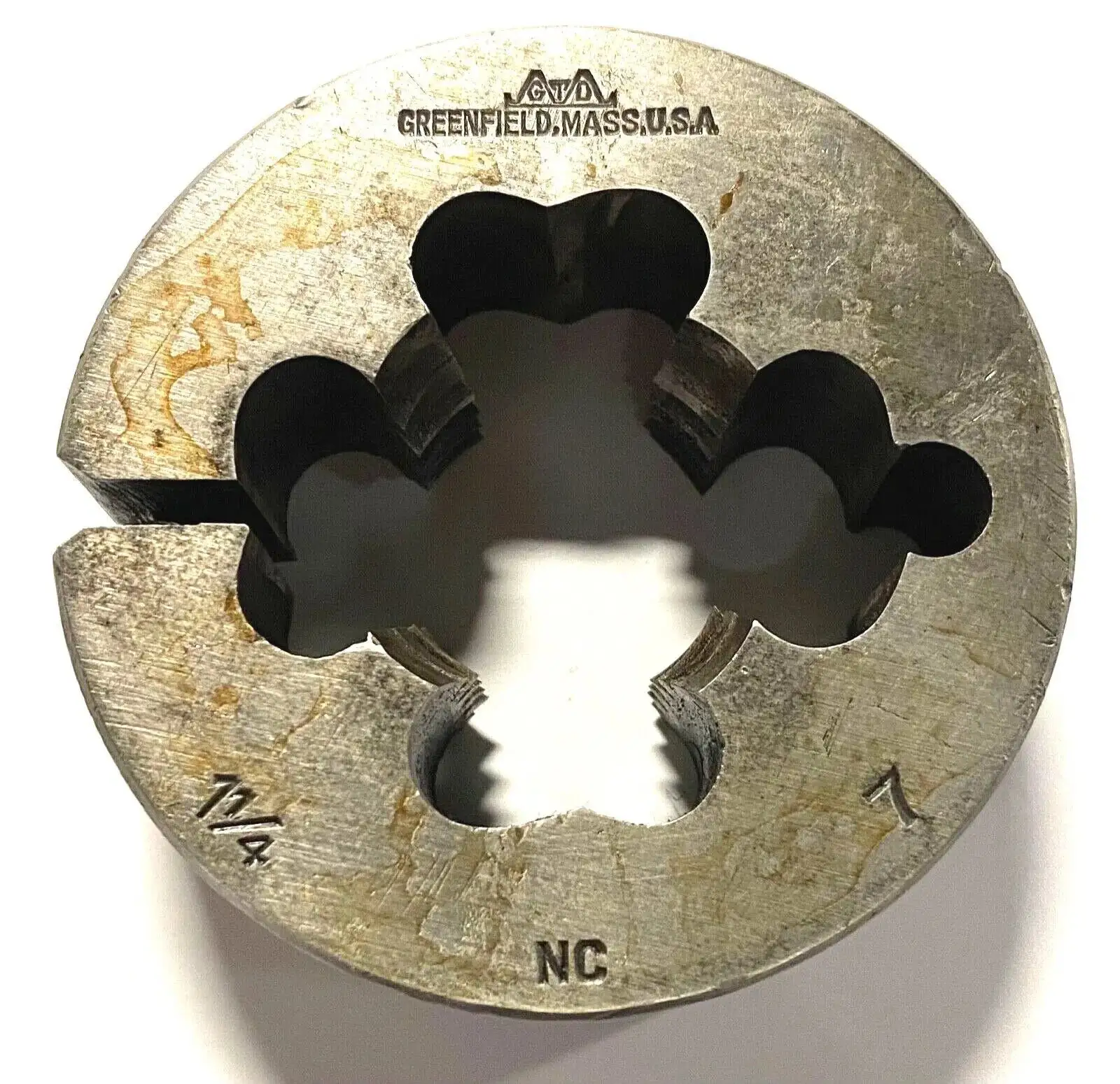 Greenfield 1-1/4"-7 Round Adjustable Split Die Carbon Steel 3" Diameter USA Made