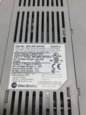 Allen-Bradley 22C-D012N103 PowerFlex AC Drive Series A 3PH 7.5HP 100kA 5.5kW
