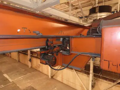 Cleveland Tramrail P&H 11 Ton Double Girder Underhung Bridge Crane 34' 10" Span