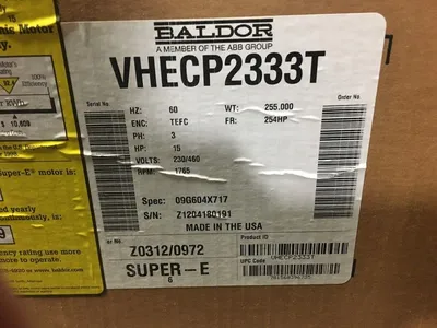 15 HP Electric Motor Baldor VHECP2333T Frame 254HP 1800 RPM New NIB