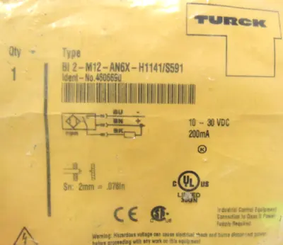 NEW TURCK BI2-M12-AN6X-H1141/S591 SENSOR 4606690 BI2M12AN6XH1141S591
