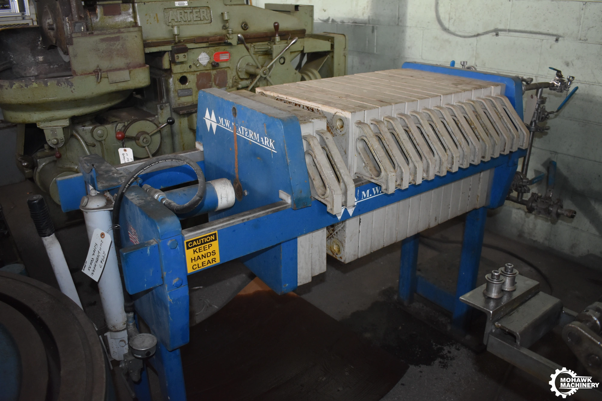 2 CU FT M.W WATERMARK "FP470G32L-14-2MXX" MANUAL/HYDRAULIC FILTER PRESS w/(14) 18.5” X 18.5” GASKETED FILTER PLATES