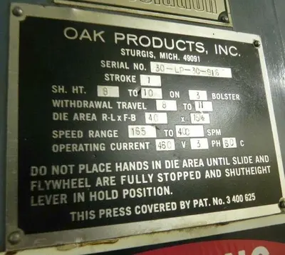 USED 1983 OAK 30-LP-30