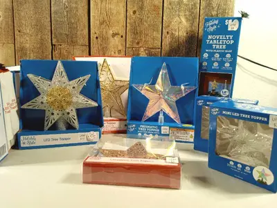 Lot of Christmas Star Tree Toppers