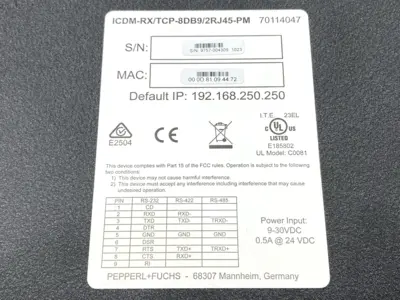 USED PEPPERL+FUCHS ICDM-RX/TCP-8DB9/2RJ45-PM, 70114047