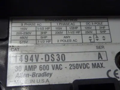 USED ALLEN BRADLEY 1494V-DS30 SER A