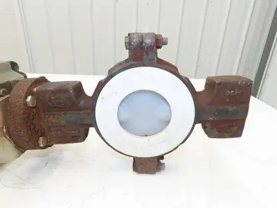 Flowserve B100D 3" Butterfly Wafer Valve Teflon Pneumatic Actuator w/Positioner