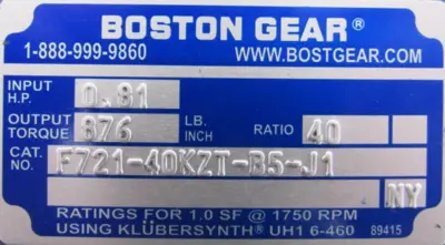 NEW BOSTON GEAR F721-40KZT-B5-J1 GEAR REDUCER 40:1 F72140KZTB5J1