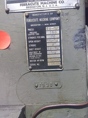 Used FERRACUTE EQ 151 Knuckle Joint Presses New Jersey US | National Machinery Exchange #1498943