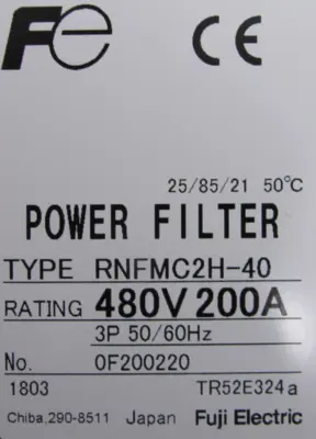 NEW FUJI ELECTRIC RNFMC2H-40 POWER FILTER 480V 200A RNFMC2H40