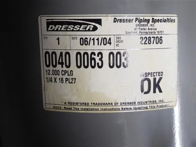 Dresser 0040-0063-003 Coupling 12.000 CPLG 1/4 X 16 PL27 New
