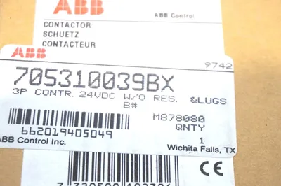 NEW ABB 705310039BX CONTACTOR 3 POLE 24VDC