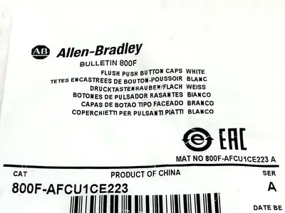 800F-AFCU1CE223 | Allen Bradley  Flush Push Button Cap White UP - New