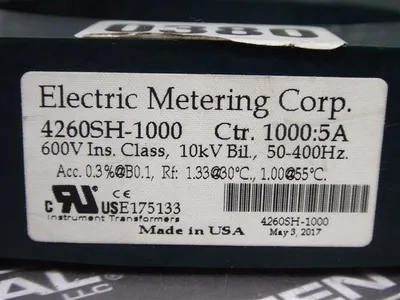 Electric Metering Corp. 4260SH-1000 Current Transformer 1000:5 Ratio Used
