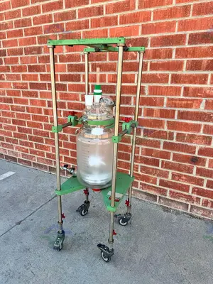 Used CHEMGLASS 20 LITER JACKETED GLASS REACTOR W/ STAND, IMPELLER Reactors California US | Equipment Lab #1394845