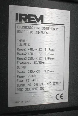 USED IREM MINISTATIC TS-75/GS