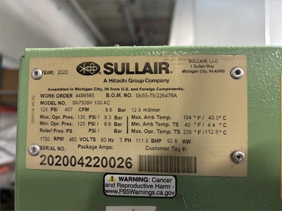 USED 2020 SULLAIR SN75V