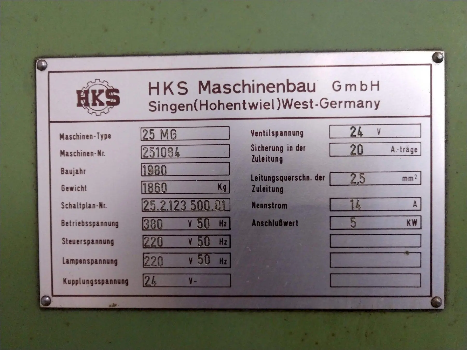 25" HKS MODEL 25MG SINGLE SPINDLE GEARHEAD DRILL WITH TAPPING: STOCK #14671