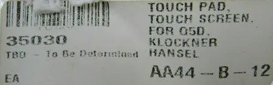 USED KLOCKNER HANSEL 35030 TOUCH PANEL O5D