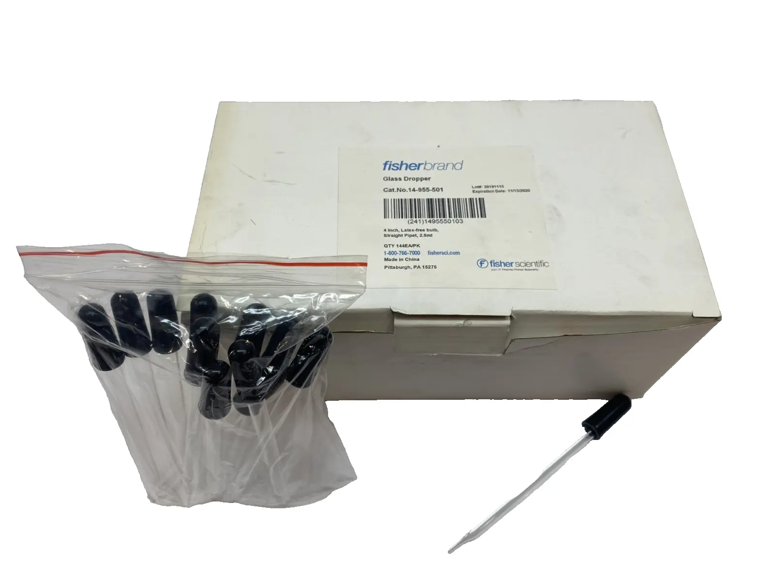 New | in-Stock FISHER SCIENTIFIC GLASS MEDICINE DROPPER 2.5 ML LOT OF 144 Pipettes Michigan US | Maverick Industrial Sales #1122876