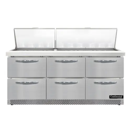 Continental D72N30M-FB-D 72" Designer Line Sandwich/salad Prep Table W/ Refrigerated Base, 115v