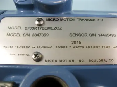 Used Micro Motion 2700 R17 BB AEZCZ Sensors New Hampshire US | Bitter End Trading #1494999