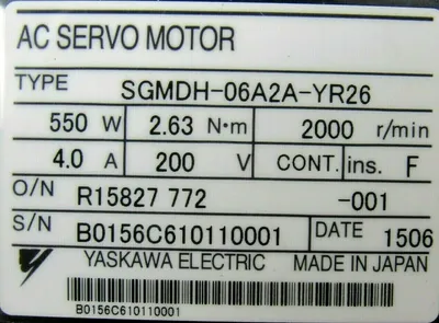NEW YASKAWA ELECTRIC SGMDH-06A2A-YR26 AC SERVO MOTOR SGMDH06A2AYR26